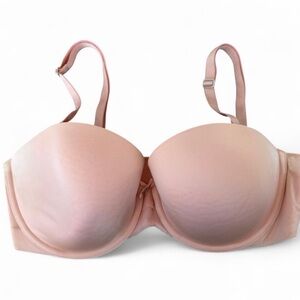 Victoria’s Secret Strapless Bra 36D Blush Nude Lined Convertible Removable Strap